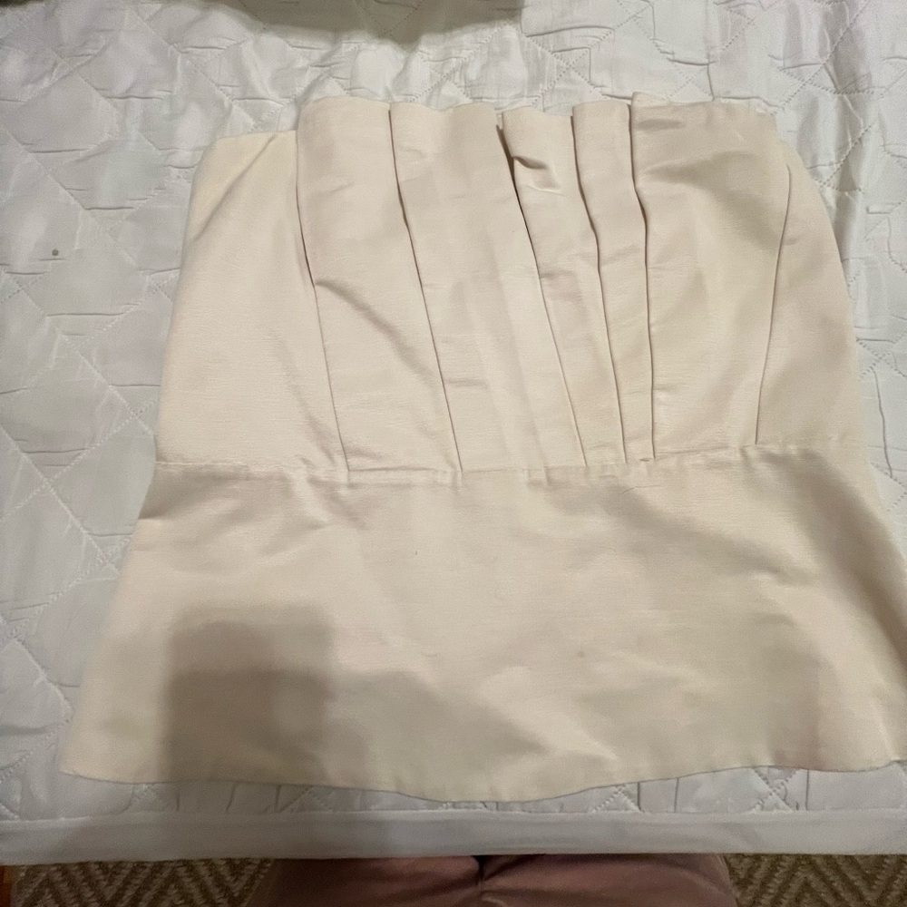 Cream crumb catcher strapless top
